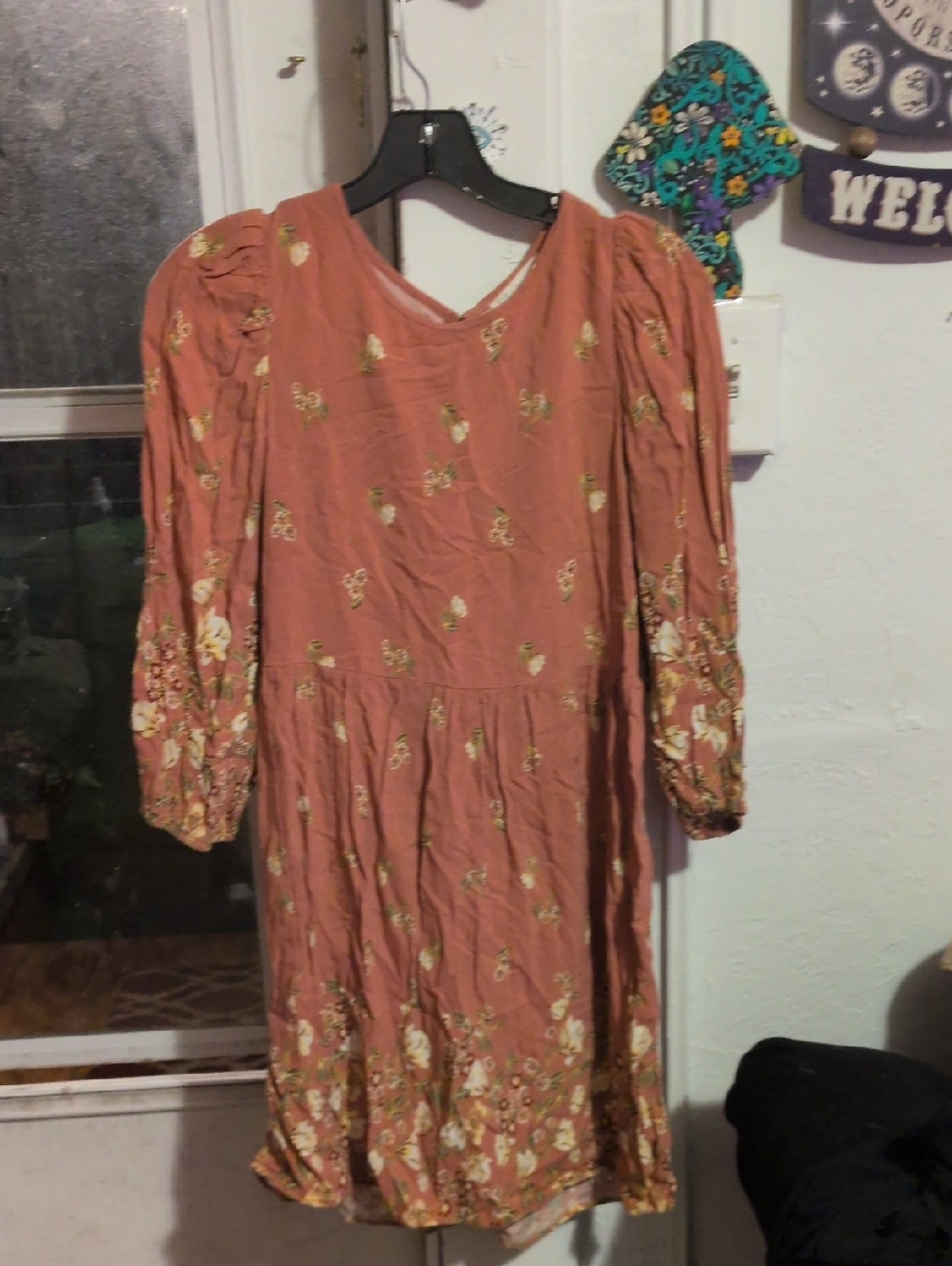 BeBop Rust Floral Long Sleeve Midi Dress
